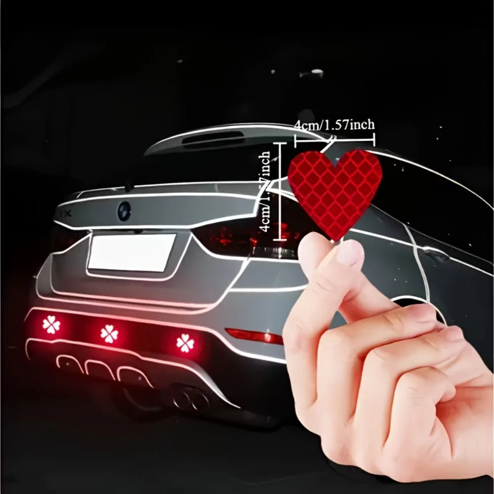 Heart-Shaped Reflective Car Stickers - Safety Warning Decals For Night Driving Qme