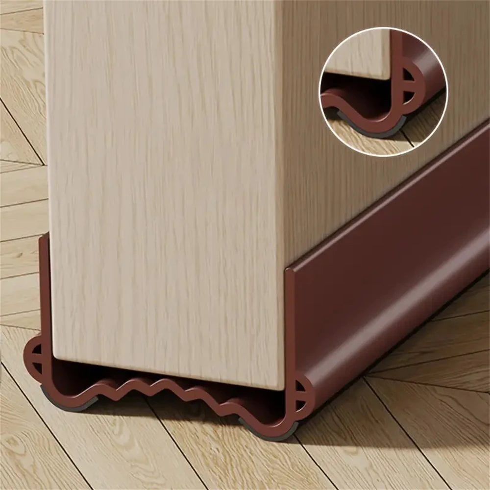 1-4pcs Cuttable Weather Stripping Snap-in Installation Door Bottom Gap Seal Strip with Acoustic Foam Brush Triple Windproof Qme Brown(1m) 1pc