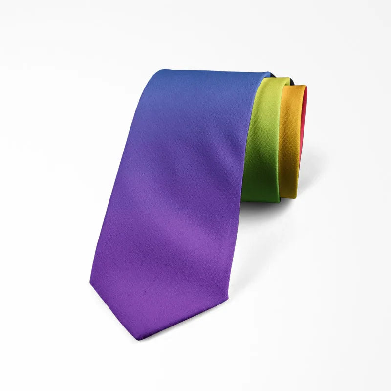 Personality Colorful Rainbow Striped Tie Fashion Business Fun Men's Qme