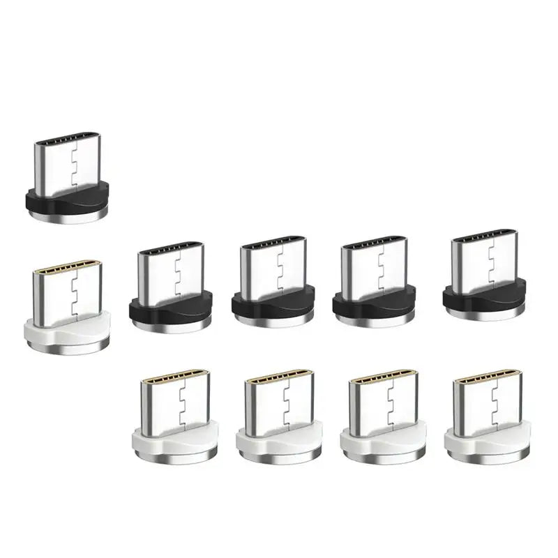 10Pcs Type C Magnetic Charging Head 2.4A Fast Charge Data Transmission Replacement Aluminum Alloy Connector Qme