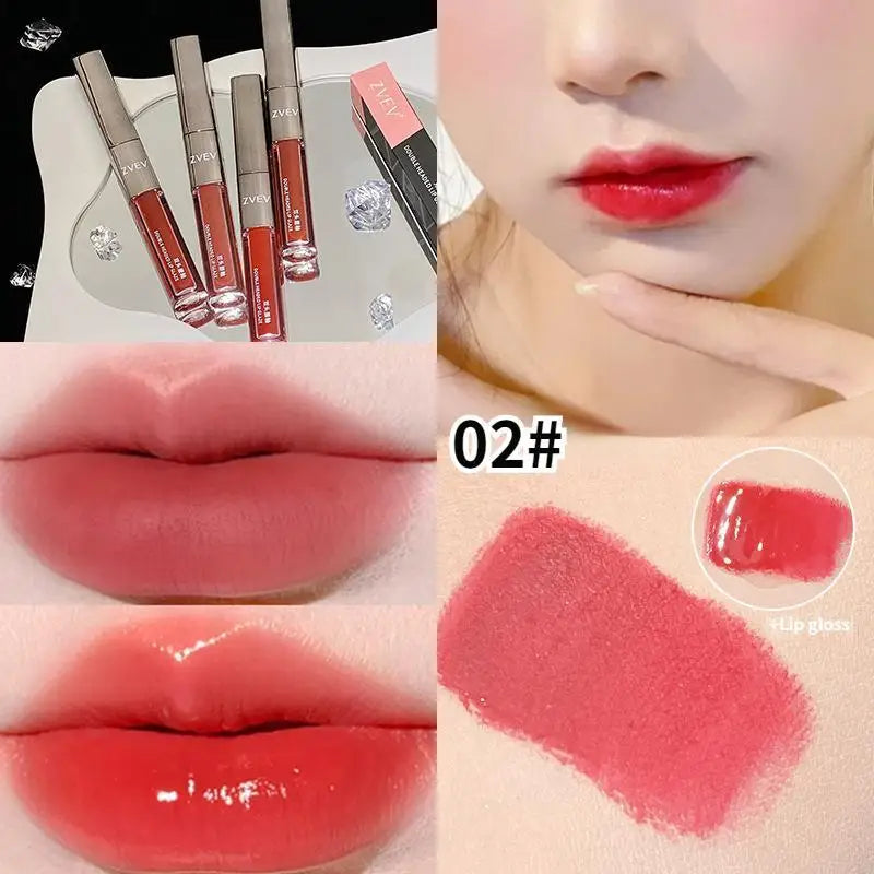 1 Double-end Matte Moisturizing Lip Oil Glaze Gloss Glass Shimmer Qme A4-06-02