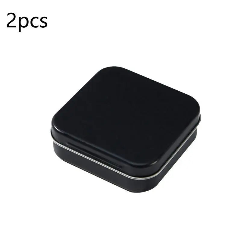 2Pcs Square Colored Flip Top Tin Box Portable Jewelry Candy Medicine Storage Box Hand Sticker Case Earphones Organizer Qme A4