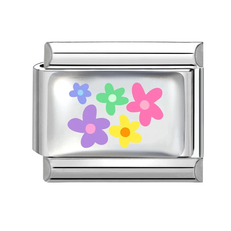 Y2K Attractive Purple Butterfly Colorful Flower Italian Charm Link
