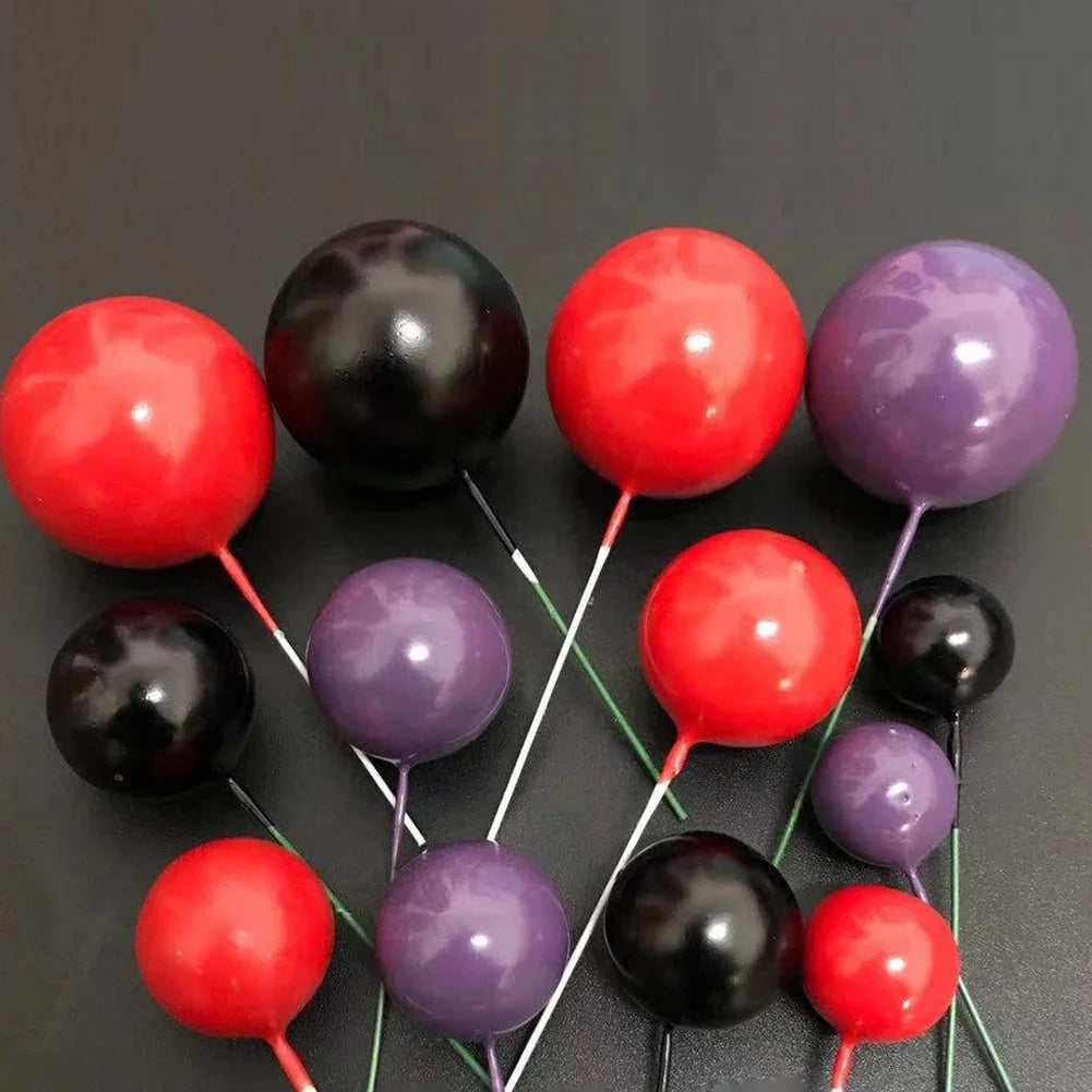 20pcs Ball For Cake Topper Birthday New 2/2.5/3/4cm White/yellow/black/purple/red Cake-Toppers Cupcake Topper For Cake Decor Qme