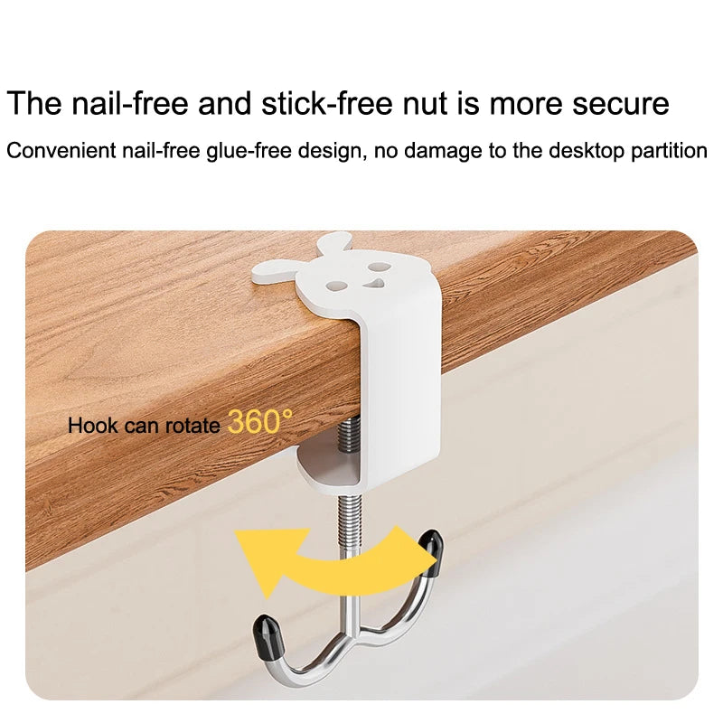 Backpack Desk Hanger Punch-free Cute Rabbit Bag Hook Table Side Qme