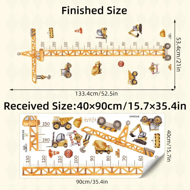 Measurement Decal Removable Self-adhesive Vinyl Cartoon Crane Qme