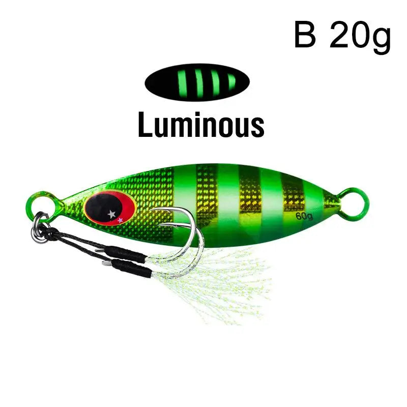 Metal Jig Spoon Lure Artificial Bait Shore Slow Jigging Hard Bass Qme B 20g