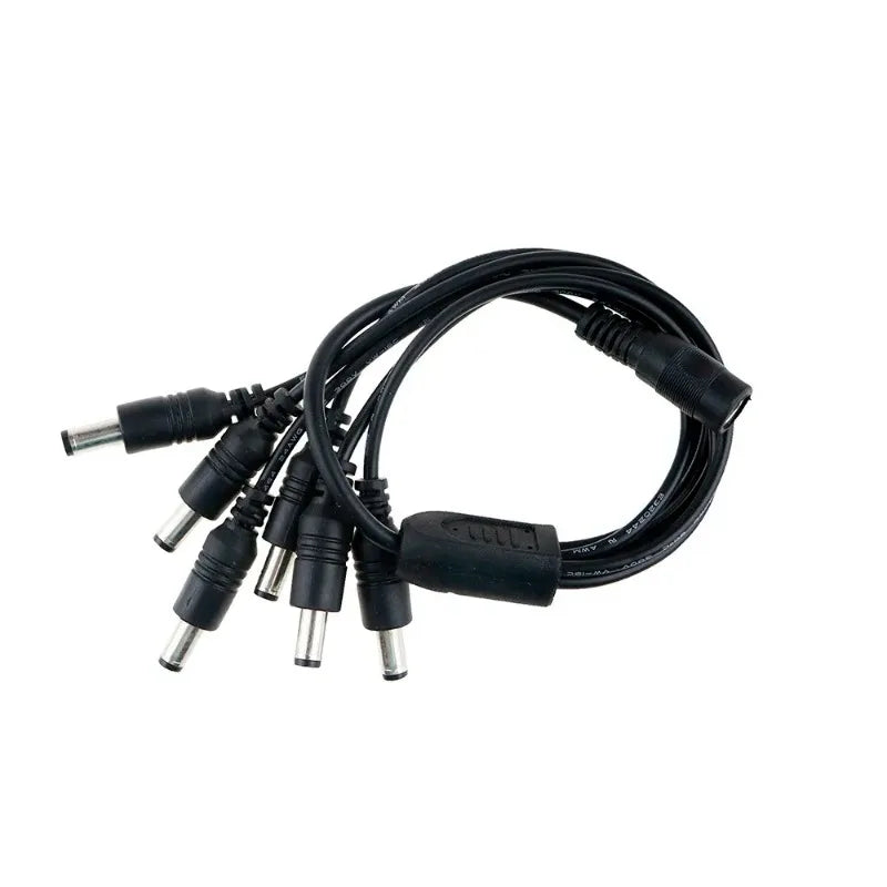 DC Power Jack 5.5x2.1mm Cable 1 Female To 2,3,4,5,6,8 Male Plug Splitter Adapter for Security CCTV Camera and LED Strip Qme