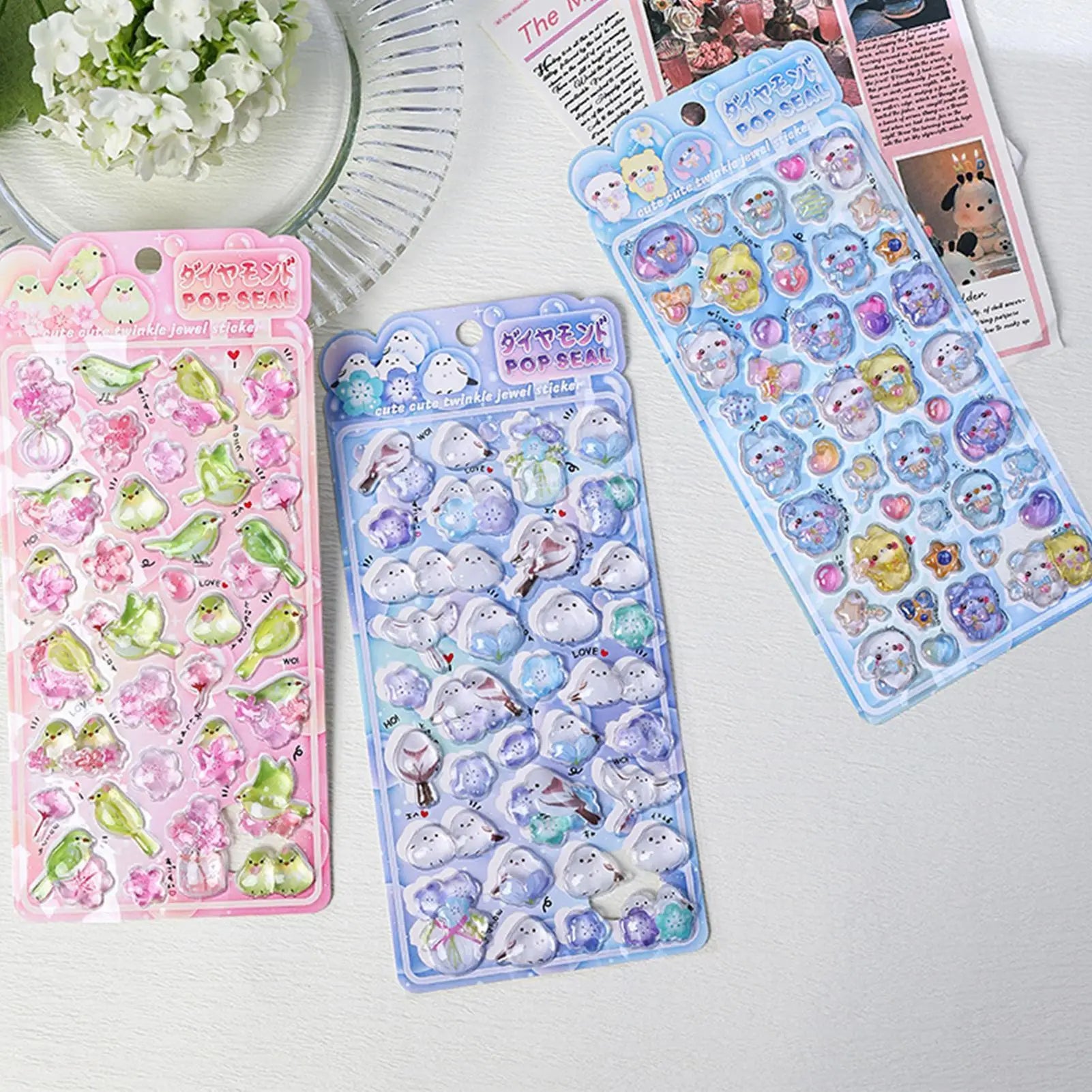 1pc random 3D Relief Stickers Cute Titmouse Animal Decals 3D Bubble Foam Sticker For Notebook Planner Journal Laptop Phone Case Qme