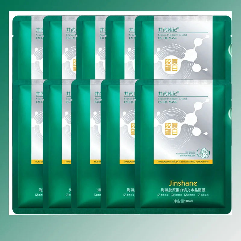 Seaweed Collagen Filling Crystal Mask Jelly Moisturizing Wrinkle Removal Skin Transparent Mask Skin Care Masque Beauty Health Qme 10pc