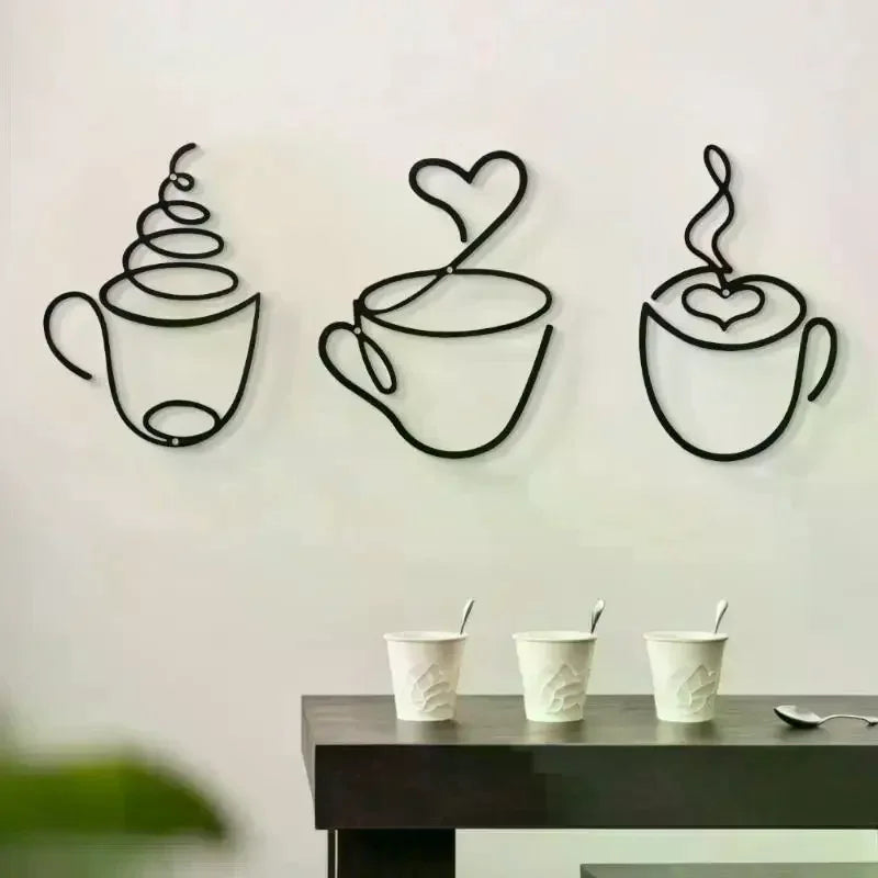 1PC Creative Coffee Wall Hangings Coffee Shop Decorations Interior Wall Decorations Wall Hanging Iron Paintings Qme