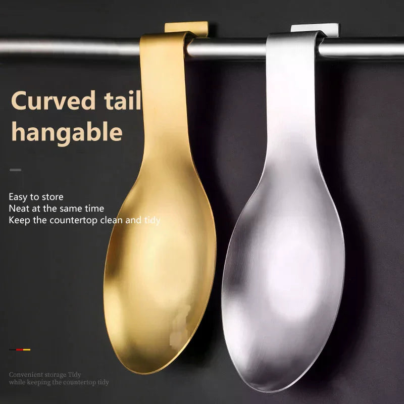 Fish Shape Spoon Rest Thickened Stainless Steel Tableware Spoon Shelf Buffet Clip Tray Hotel Restaurant Kitchen Utensil Holder Qme