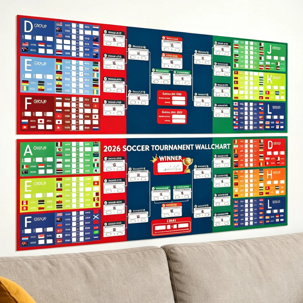Soccer Event Wall Schedule Poster with Includes 2 Whiteboard Markers and 3 Flag Stickers Activity Background Decoration Props Qme
