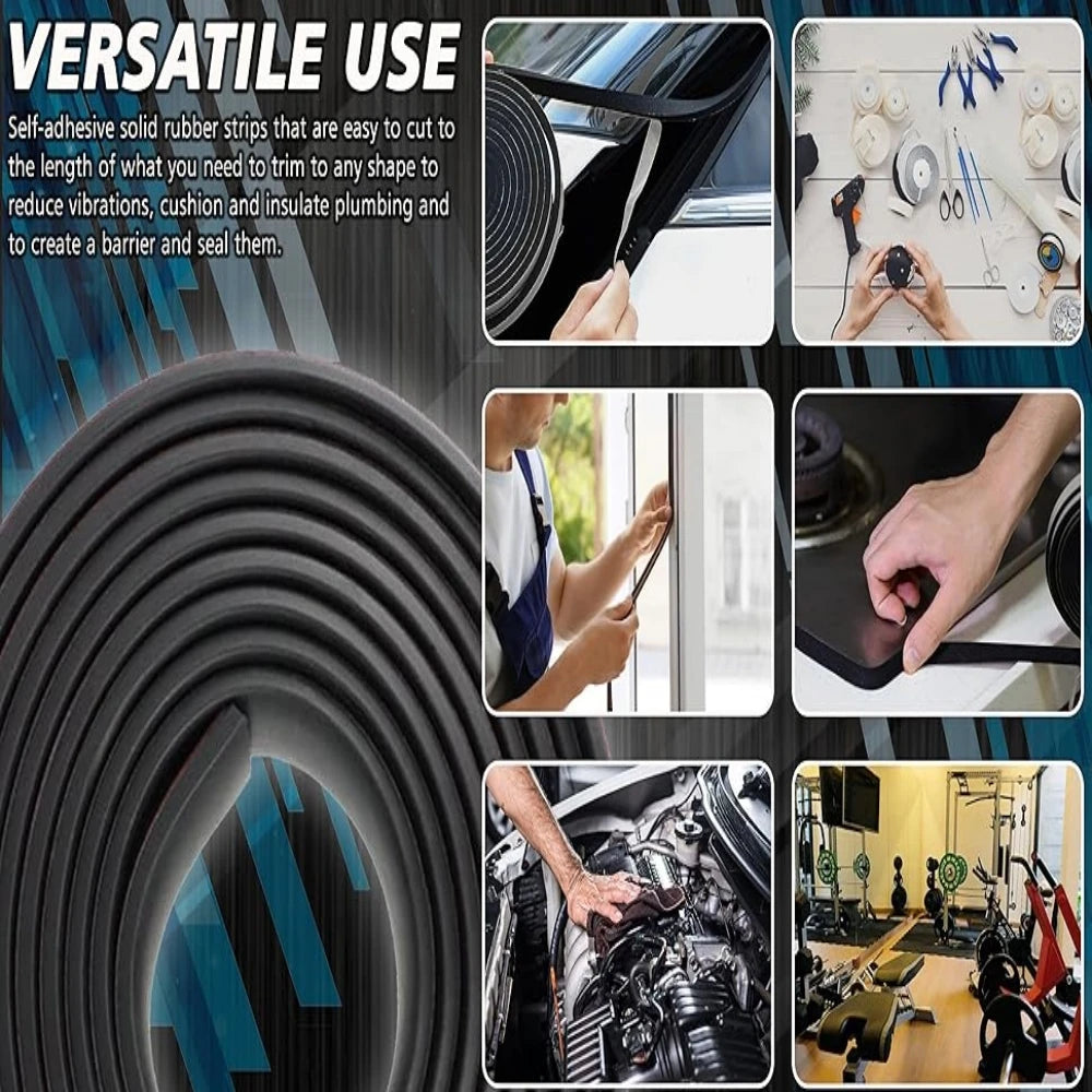 Self-adhesive Rubber Flat Strip Glass Shock Absorption Buffer Adhesive Tape Non-slip Rubber Mat Door Gap Seal Home Improvement Qme