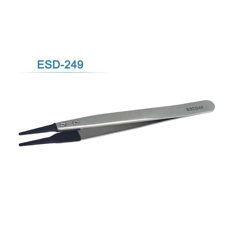 1PC For Watch Hands Installation Work Straight Elbow ESD-259 ESD-259A ESD-7A Handle Stainless Antistatic Plastic Tweezers Qme S-249