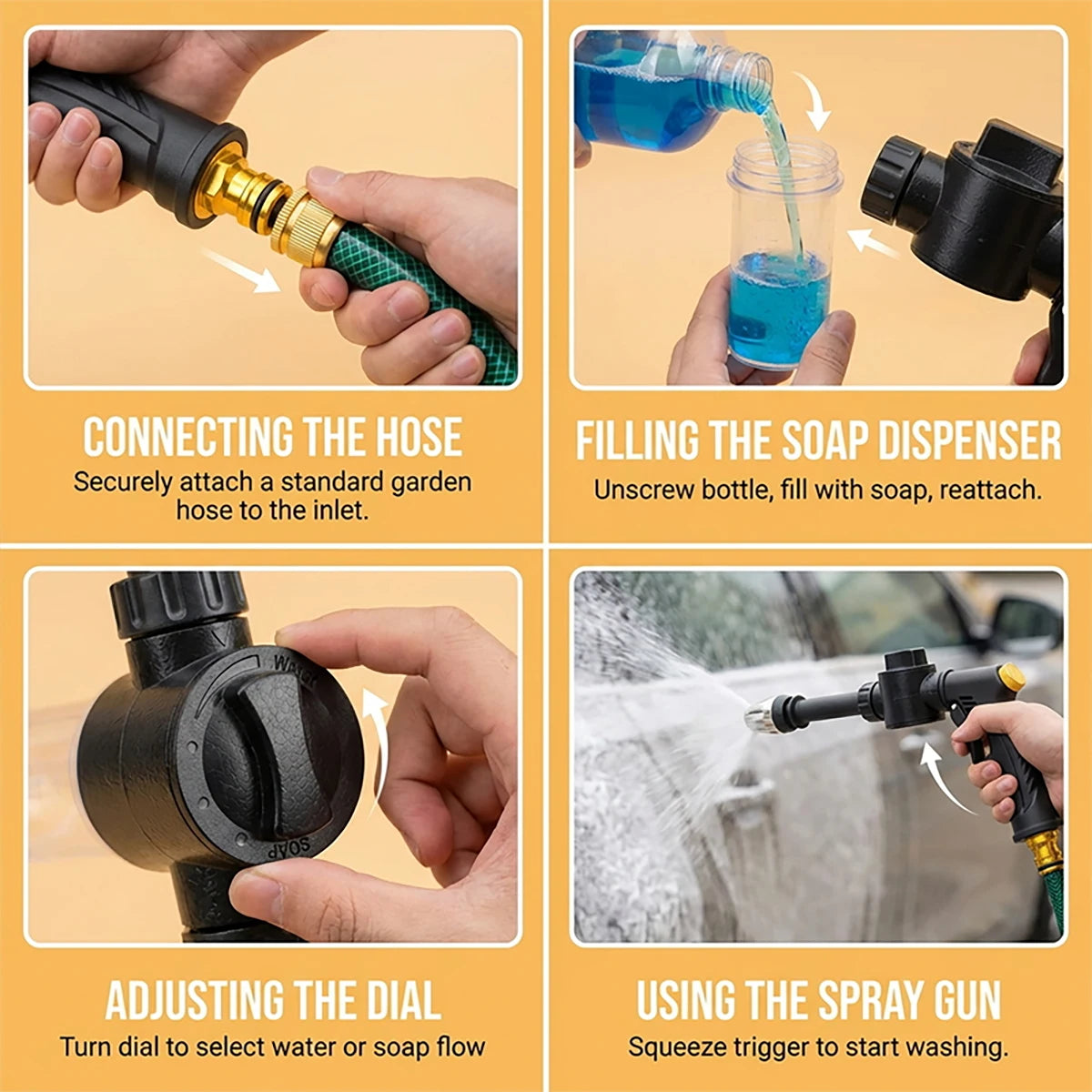 Pressure Car Washing Spray Gun Foam Bottle Multi-function Water Qme