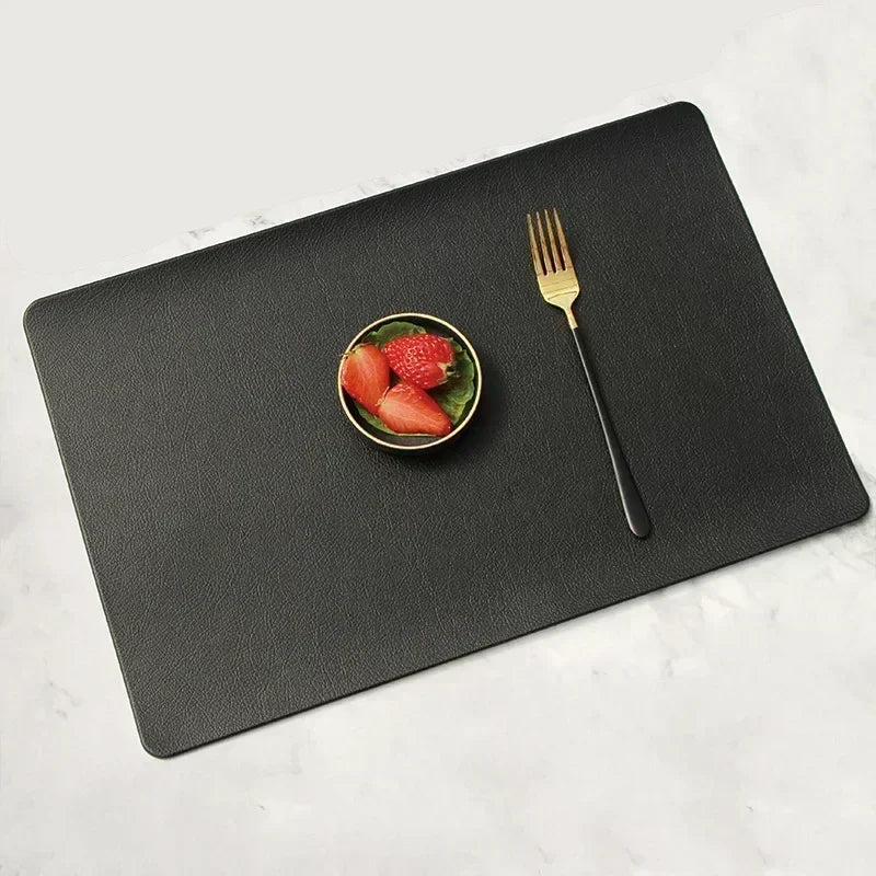 Nordic Home Decor Household Leather Placemat Hotel Restaurant Western Qme Black L