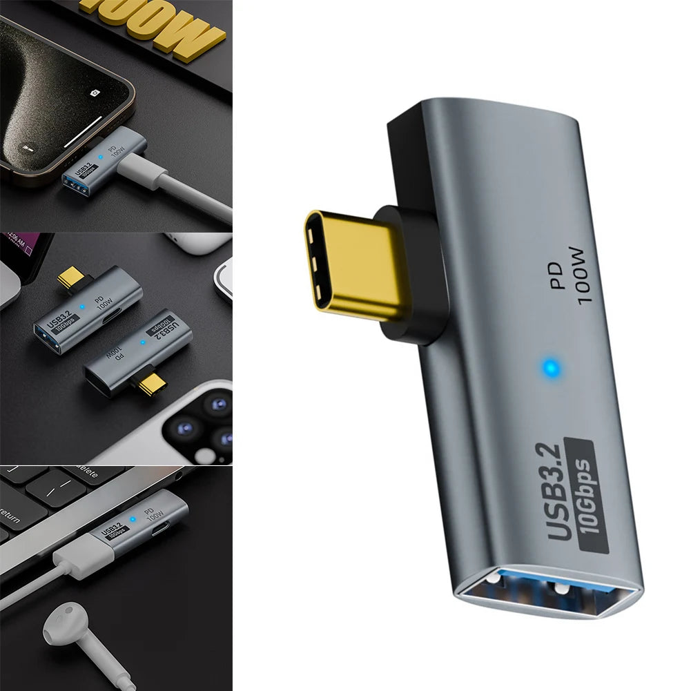 2-in-1 Type C 3.2 OTG Splitter 10Gbps USB C To USB 3.2 Adapter with Type C 100W PD Fast Charging for iPhone 15 Tablet Qme