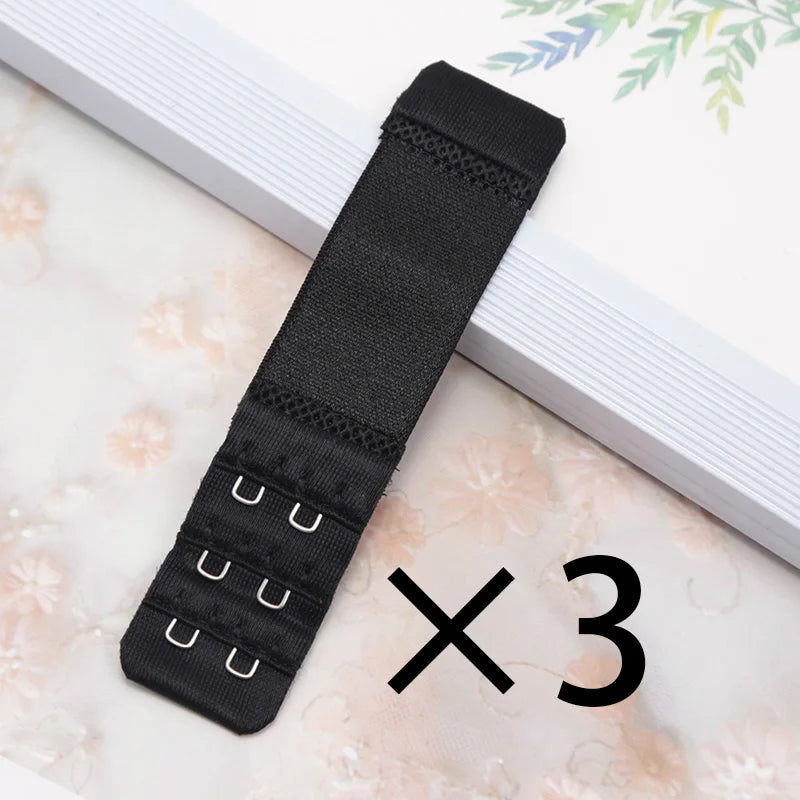 2 Hook Bra Extension Strap Extenders Women Adjustable Belt Buckle Qme black one size