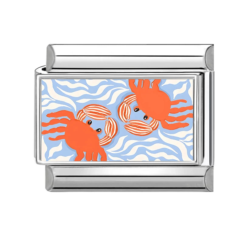 Dropshipping Wholesale Crabs Pattern Fish Shell Whale Italian Charm Links Fit 9mm Stainless Steel Bracelet DIY Making Gifts 2026 Qme Style 15