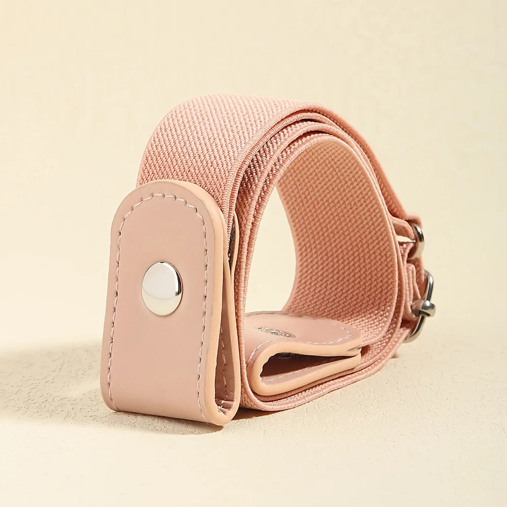 4pcs Macaron Color Casual Style Lazy Belt Accessory, Invisible Elastic No-Hole Belt for Jeans Qme