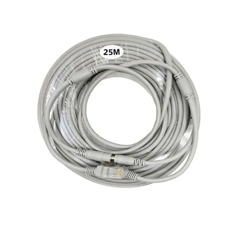 1PCS AHD Network Camera Cable with Power Integrated Cable OD5.0mm All-in-One Ethernet Power Cable Ready-to-Use Qme 25Meters