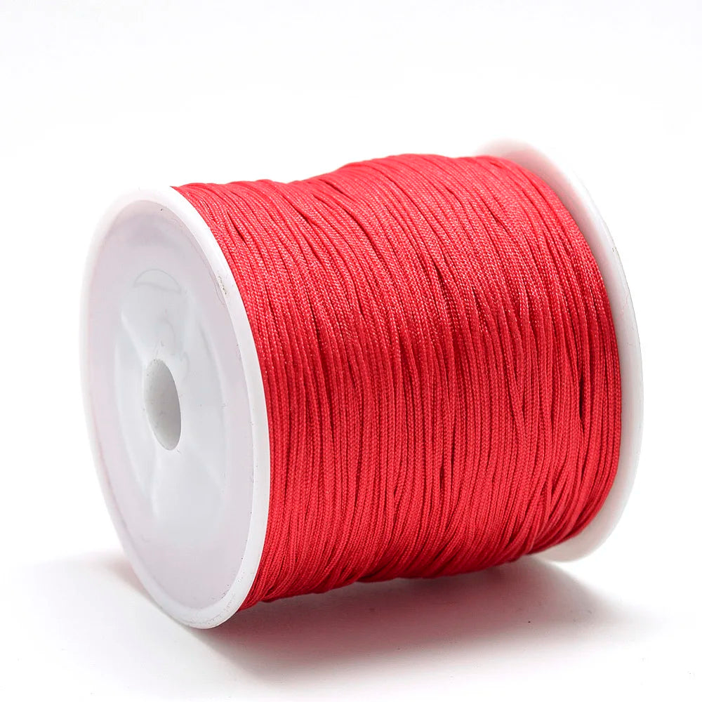 PandaHall 100m/Roll Nylon Thread Braided Chinese Knotting Cord for Jewelry Making, 0.8mm Hole String for DIY Bracelet Beading Qme Red