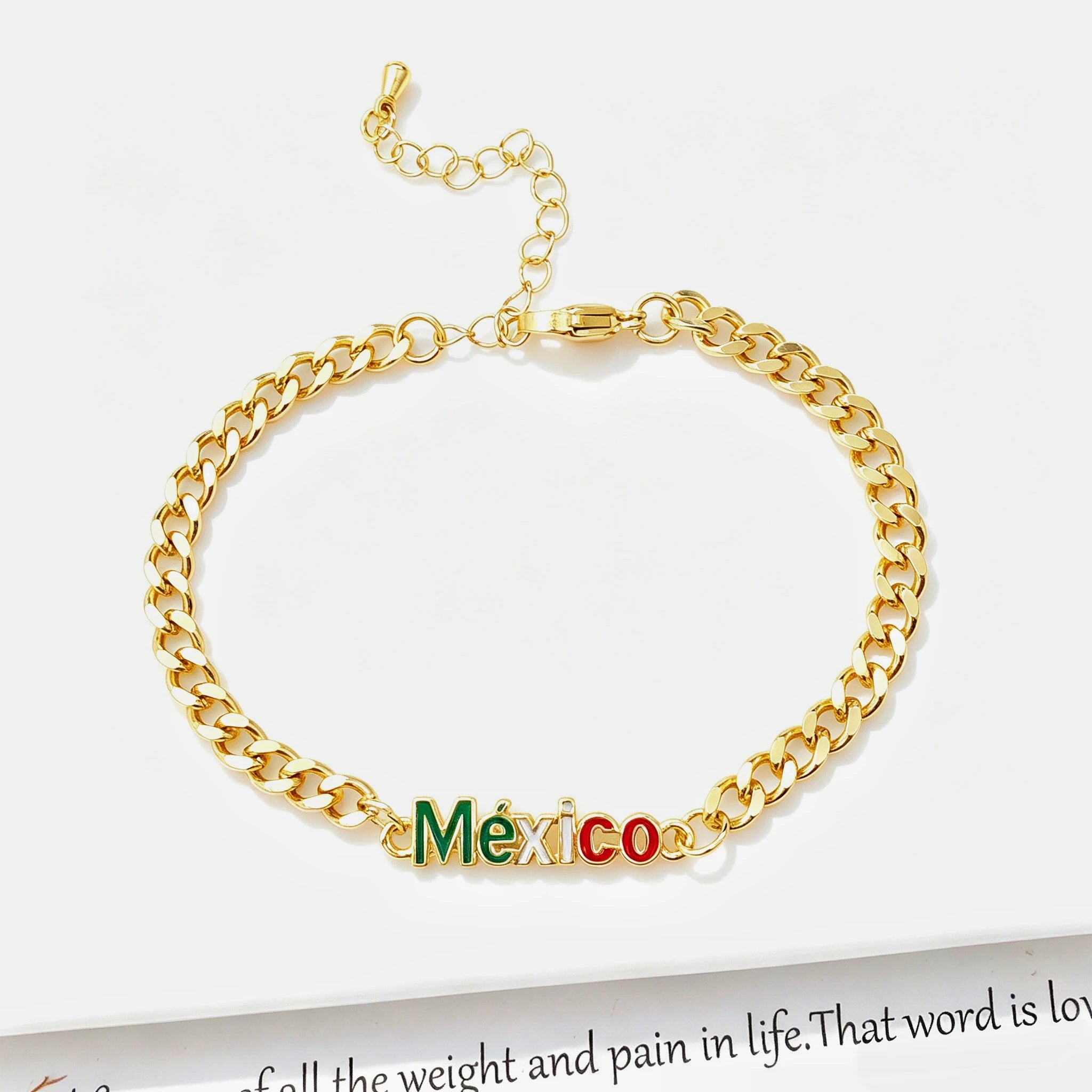 Classic Enamel Art Gold Plated Venezuela Colombia Flag Cuban Chain Bracelet for Men Women Holiday Anniversary Jewelry Fine Gift Qme 9