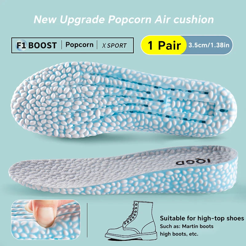 EVA Material Invisible Height Increase Insoles Shoes Breathable Shock Qme Blue 3.5cm EU37-38