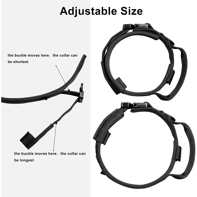 Tactics Dog Collar Control Handle Adjustable Training Nylon Heavy Qme