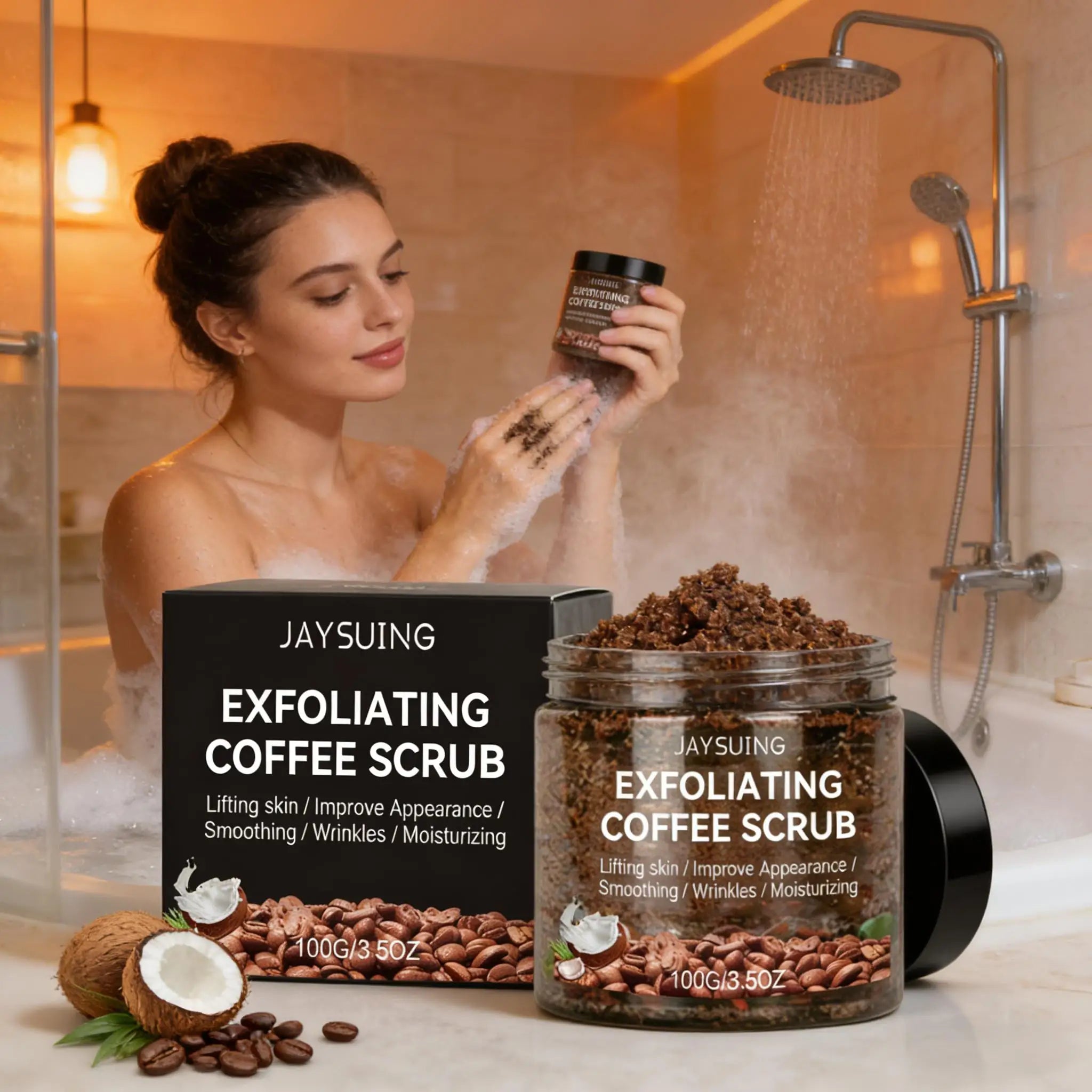 Coffee Exfoliating Scrub Remove Dead Skin Cleaning Smooth Moisturizing Body Brighten Skin Tone Nourish Scrub Suitable Whole Body Qme