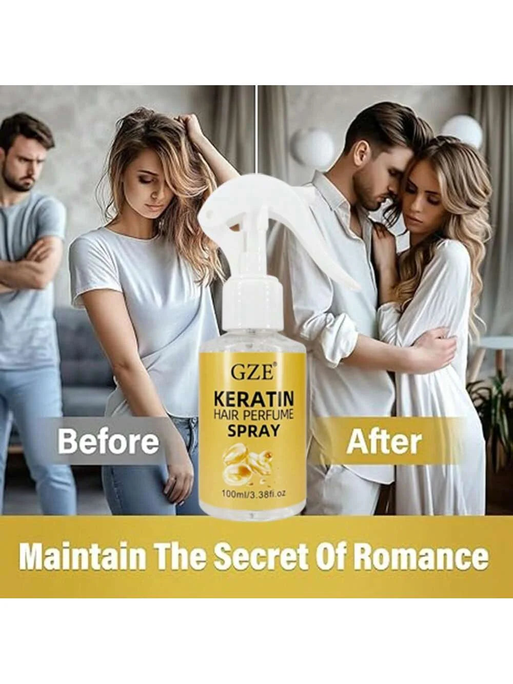 GZE Keratin Hair Perfume Spray Mist Refreshing Spray For Hair & Body Long Lasting Moisturizing For Soft Silky Straightening Hair Qme