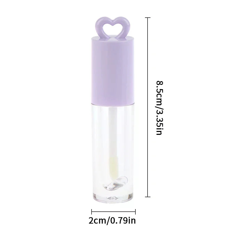 Pink Heart-shaped Lip Enamel Tube Keychain Brush Rod Gloss Empty Qme