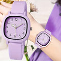 Moda silicone banda feminina relógios de quartzo conjunto casual árabe dial relógio de pulso para meninas reloj hombre Qme PURPLE