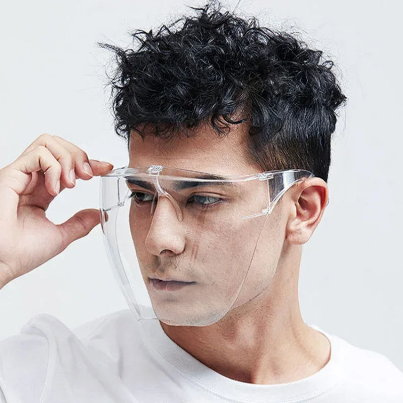 2pcs Protective Faceshield Glasses Sunglasses Transparent Anti-fog Anti-splash Protective Mask Full Face Covered Safety Qme