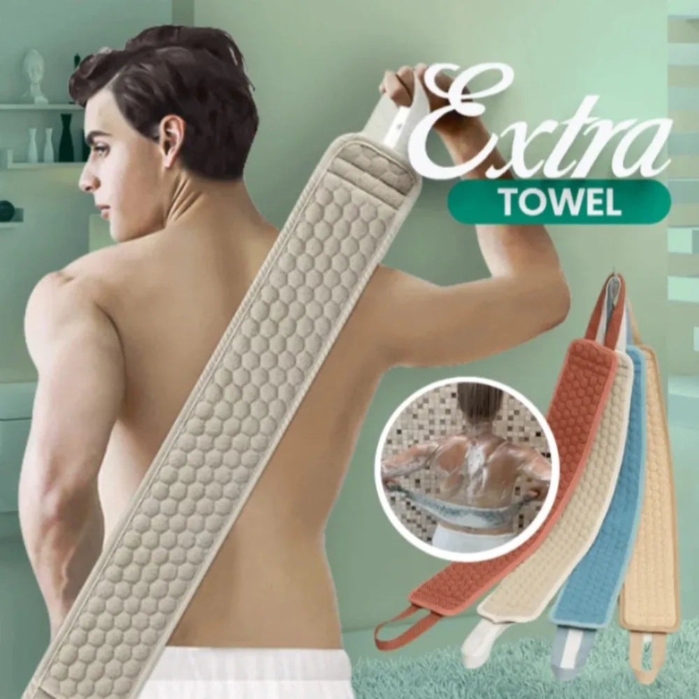 Shower Exfoliating Back Scrubber Bath Belt Towel Ball Glove Deep Mud Qme blue