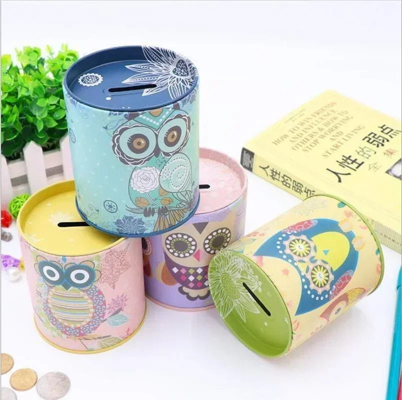 Metal Piggy Bank Coin Box Jewelry Storage Mini Tin Cute Organizer Qme
