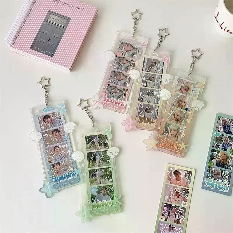 Cute Star Four-compartment Photocard Holder Acrylic Card Idol Photo Qme