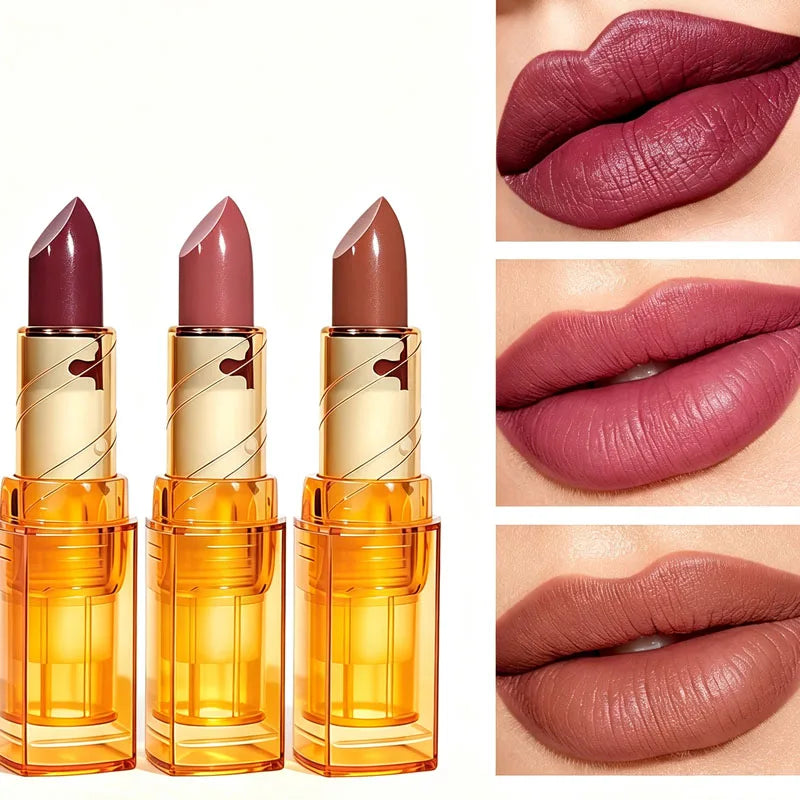 JUJU DREAM Luxury Amber Gold Tube Glossy Lipstick Hydrating Silky Qme