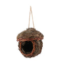 Handmade Woven Bird Nest Cage Hanging Parrot House Hamster Small Pet Nest Cage Natural Straw Bird Hut Home Decor Animal Hideout Qme black