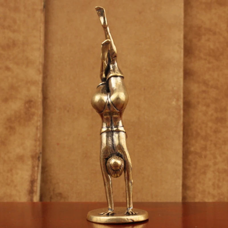 Statue Brass Yoga Headstand Beauty Model Figurines Home Decoration Qme