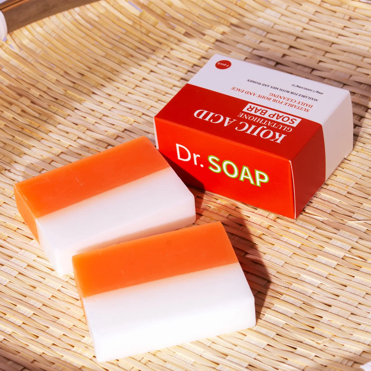 2 Packs Kojic Acid+glutathione Whitening Cleansing Soap Deep Qme