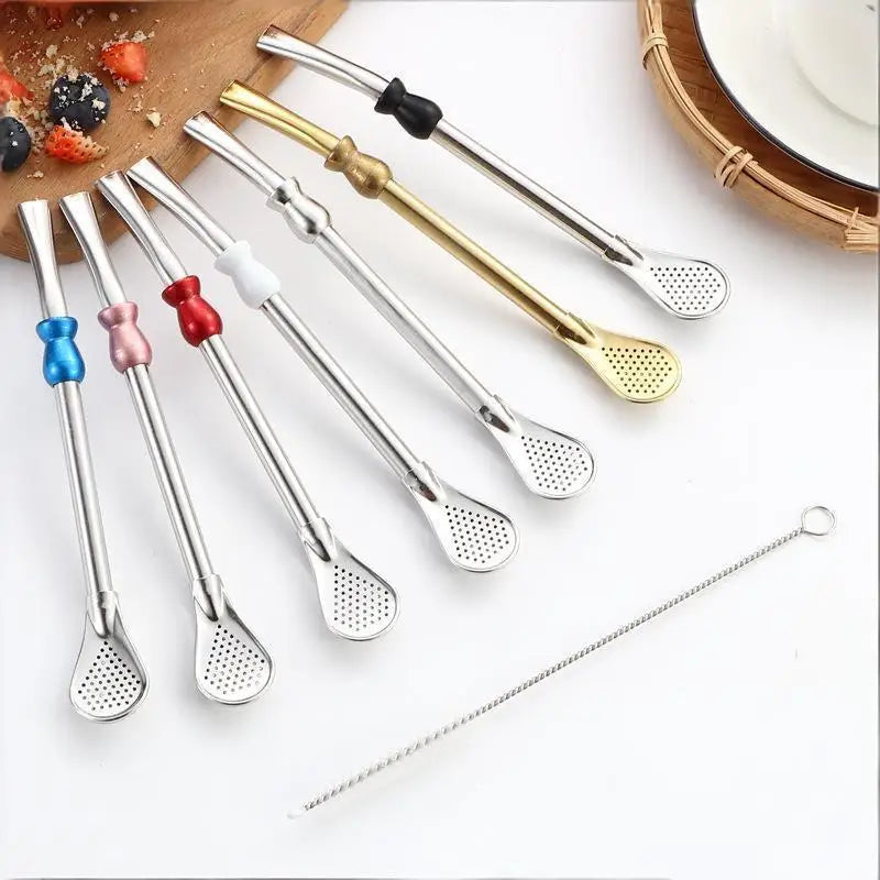 Bombilla Coffee Spoons Milk Drinking Kitchen Tools Reusable Straw Qme
