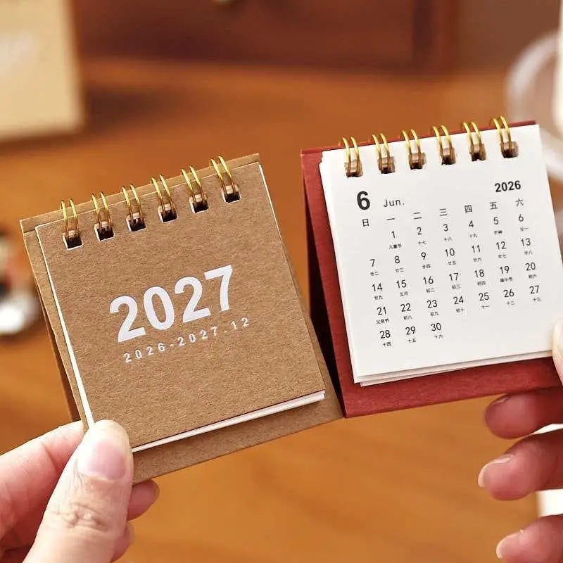 2027 Simple Creative Mini Desk Calendar Small Coil Desktop Planner Qme