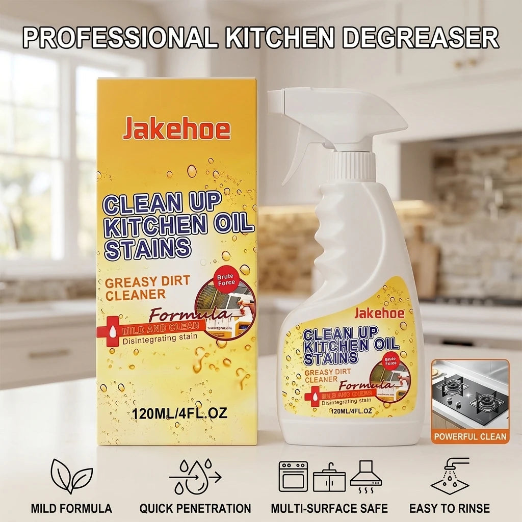 Kitchen Grease Stain Remover Spray Dissolve Caked Cooking Grease Remove Food Residue Fast-Acting Multi-surface Gentle Degreaser Qme