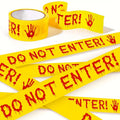 Halloween Caution Tape with Bloody Handprints - 82ft Plastic Warning Ribbon for Horror Theme Party Decoration, Barrier Qme Yellow 25m 4.8cm