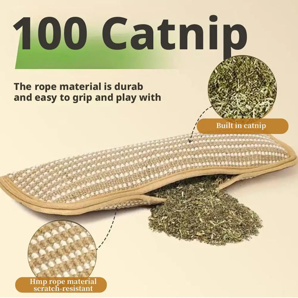 Fun Catnip Pillow Cat Interactive Toy Indoor Kitten Scratching Kicker Qme
