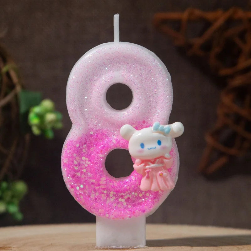 Cinnamon Dog 0-9 Numbered Birthday Candles Pink Cartoon Cake Topper Decorations Student Birthday Party Supplies Qme
