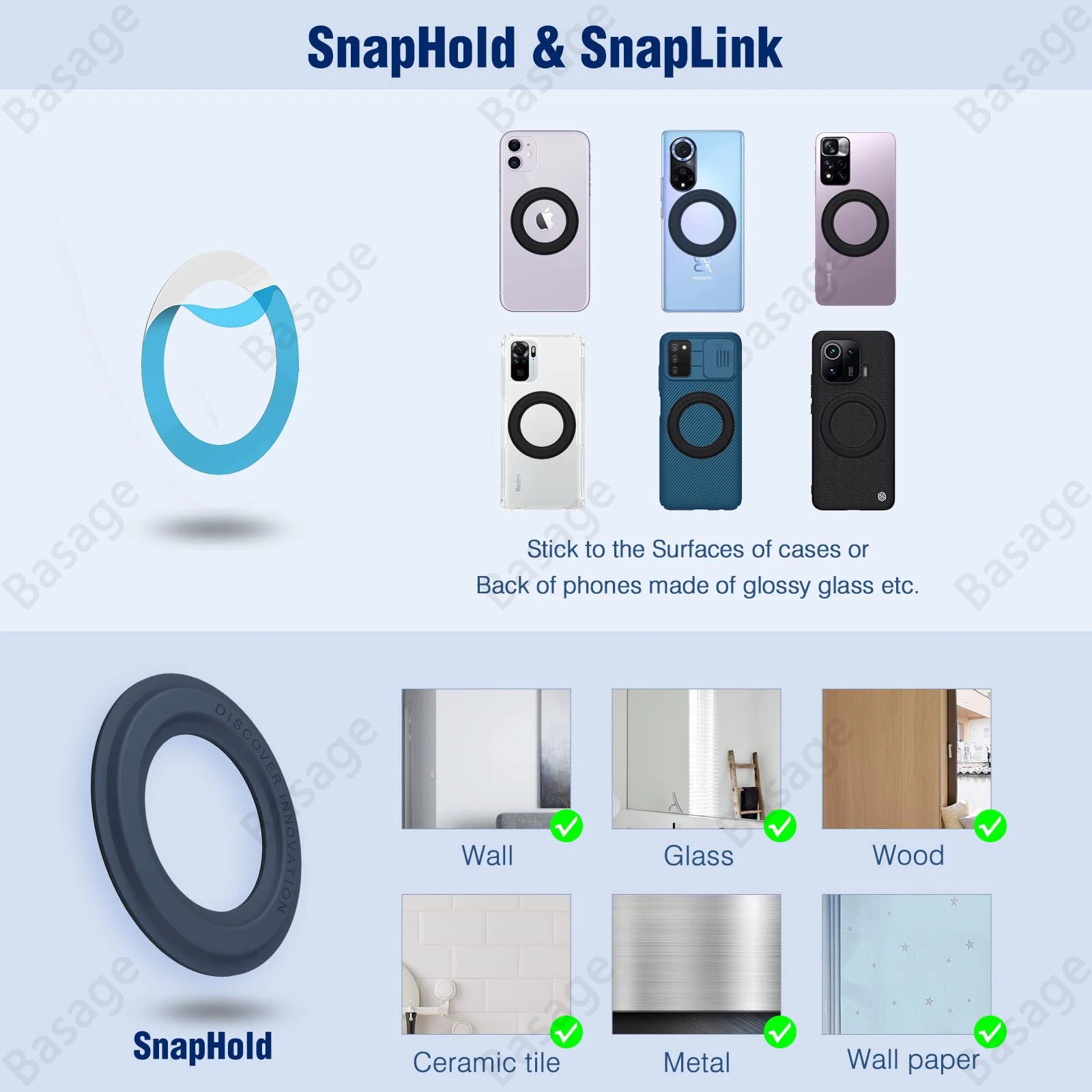 Magnetic Ring Holder For iPhone 14 13 12，Magnet Wall Mobile Phone Holder Magnetic For MagSafe，Car Phone Stand，Sticker Stand Qme
