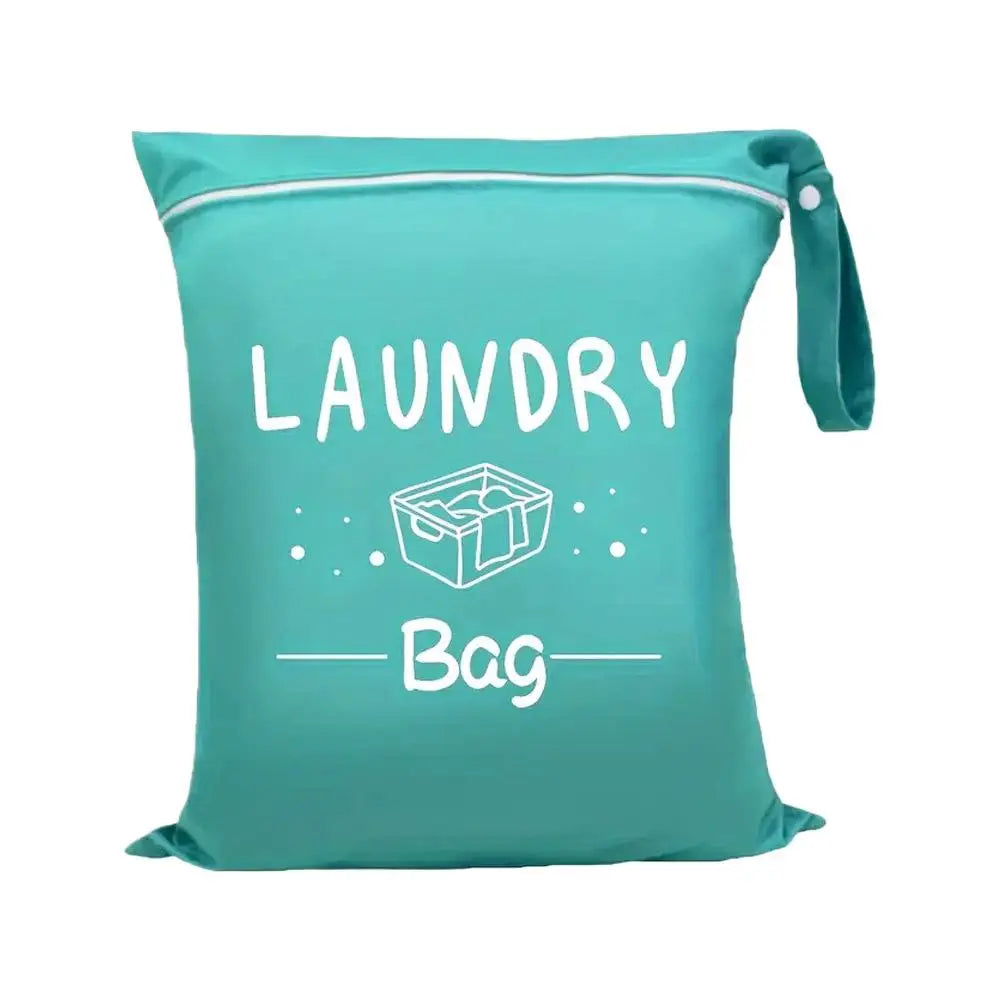 Travel Laundry Bag with Zipper Waterproof Dirty Clothes Storage Pouch Portable Drawstring Laundry Organizer for Suitcase/Dorm Qme Green
